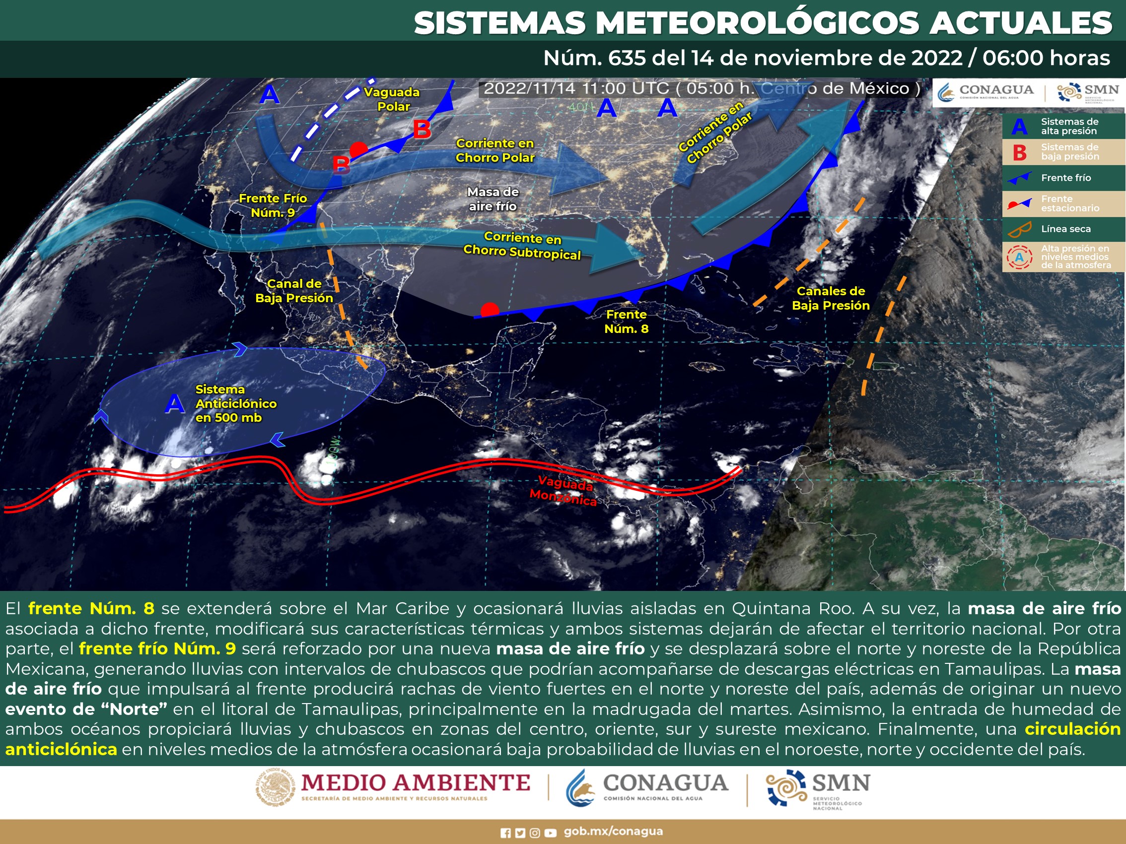 El frente frío 8 ocasionará lluvias fuertes Enfoque Noticias