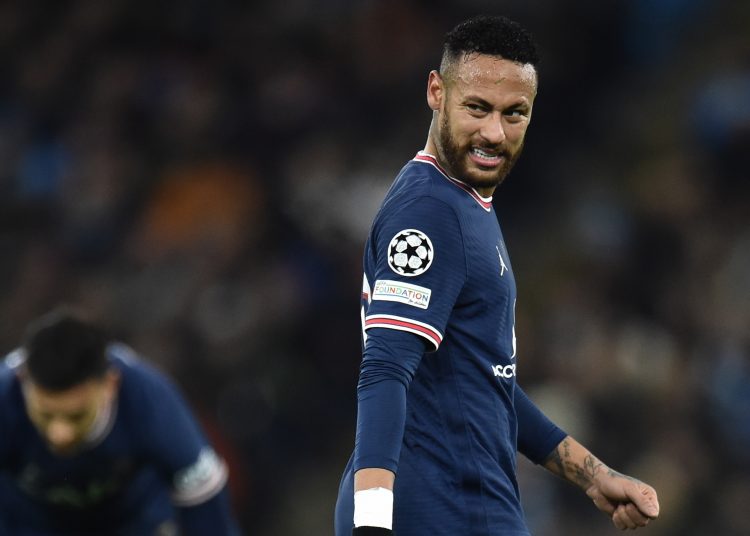 Manchester (United Kingdom), 24/11/2021.- Paris Saint-Germain's Neymar reacts during the UEFA Champions League group A soccer match between Manchester City and Paris Saint-Germain (PSG) in Manchester, Britain, 24 November 2021. (Liga de Campeones, Reino Unido) EFE/EPA/Peter Powell