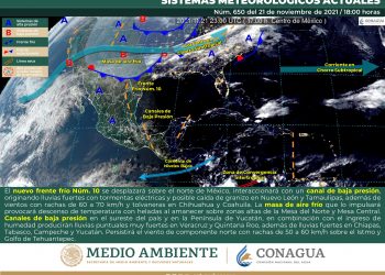 La masa de aire frío generará descenso de la temperatura en el norte, centro y oriente del territorio nacional: SMN