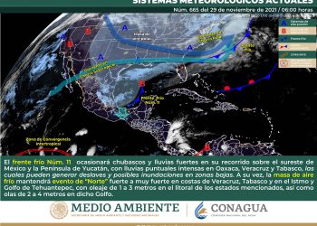 Lluvias fuertes afectarán el sur del país