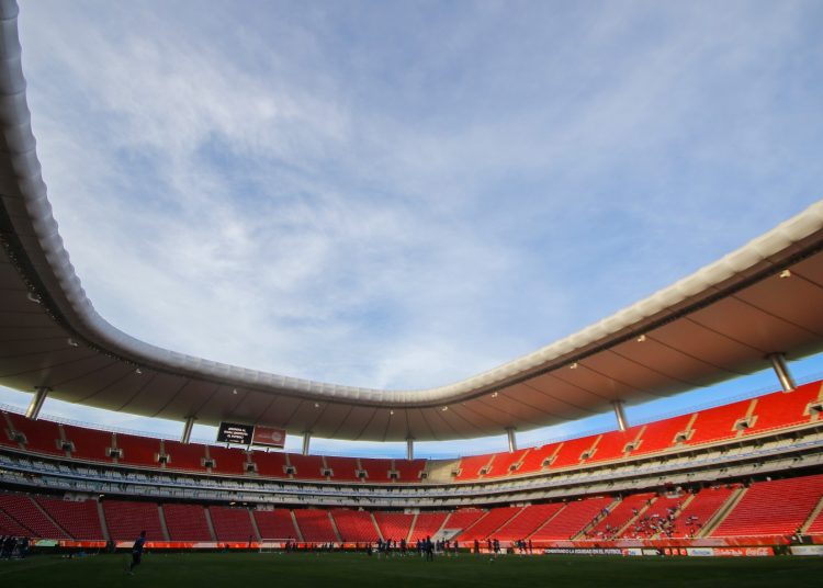 General View Stadium during the game Guadalajara vs Argentina, friendly preparation, at Akron Stadium, on October 26, 2021.



Vista General del Estadio durante el partido Guadalajara vs Argentina, amistoso de preparacion, en el Estadio Akron, el 26 de Octubre de 2021.