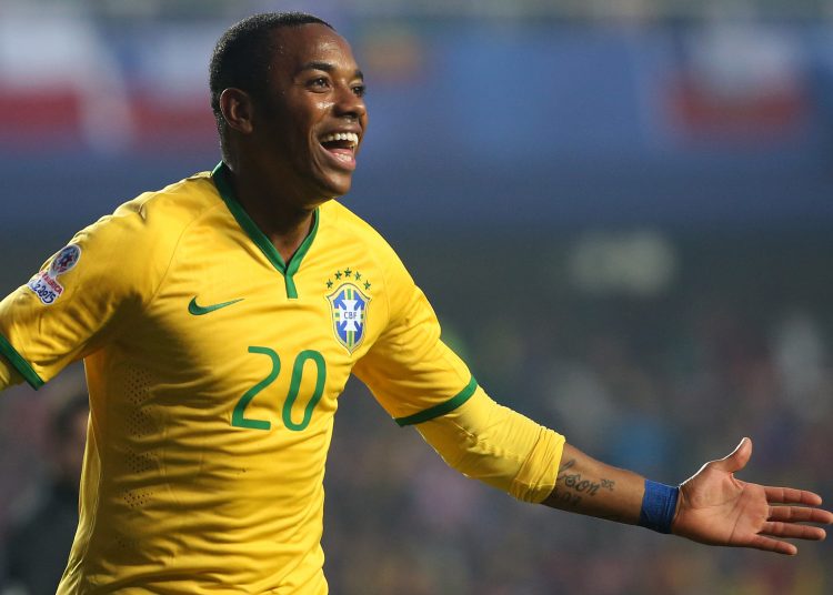 Action photo during the match Brasil vs Paraguay, Corresponding to the Quarter Finals in the Championship Copa America Chile 2015, in the photo: Robinho

Foto durante el festejo de gol en el Partido Brasil vs Paraguay, Partido Correspondiente a los Cuartos de Final de la Copa America Chile 2015, en la Foto: Robinho

27/06/2015/MEXSPORT/PHOTOSPORT/ Dragomir Yankovic

Estadio Alcaldesa Ester Roa Rebolledo