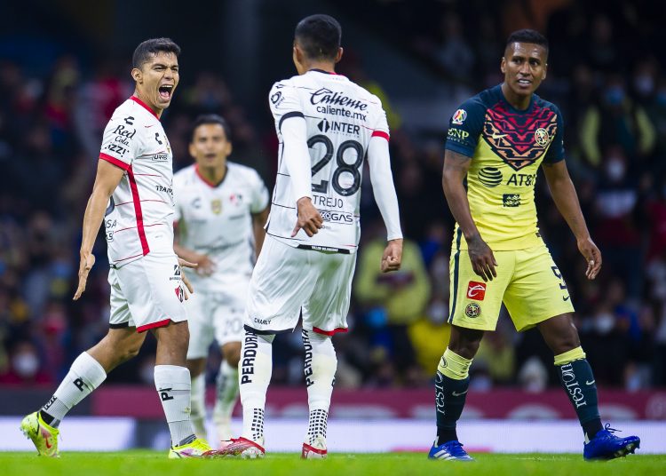 Diego Barbosa celebrates his goal 0-1 o f Atlas during the game America vs Atlas, corresponding to day 03 of the Torneo Clausura Grita Mexico C22 of Liga BBVA MX, at Azteca Stadium, on January 22, 2022.



Diego Barbosa celebra su gol 0-1 de Atlas durante el partido America vs Atlas, correspondiente a la jornada 03 del Torneo Clausura Grita Mexico C22 de la Liga BBVA MX, en el Estadio Azteca, el 22 de Enero de 2022.