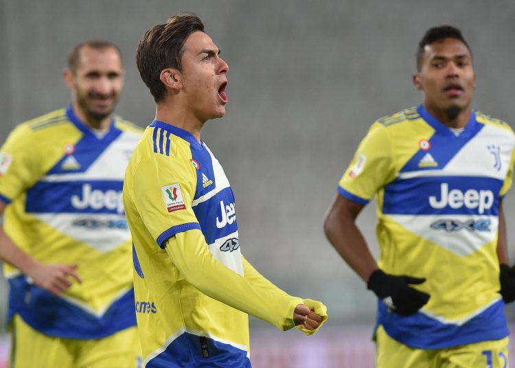 Turin (Italy), 18/01/2022.- Juventus'Äô Paulo Dybala jubilates after scoring the 3-1 goal during the round of 16 of Coppa Italia soccer match Juventus FC vs UC Sampdoria at the Allianz Stadium in Turin, Italy, 18 January 2022. (Italia, Estados Unidos) EFE/EPA/ALESSANDRO DI MARCO