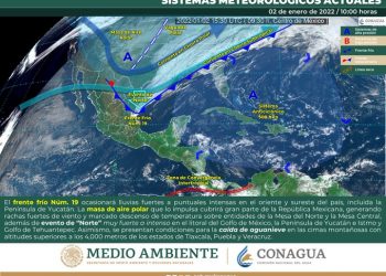 El Frente Frío No.19 ocasionará lluvias intensas en estos estados del país