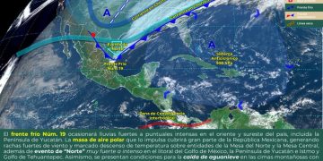 El Frente Frío No.19 ocasionará lluvias intensas en estos estados del país