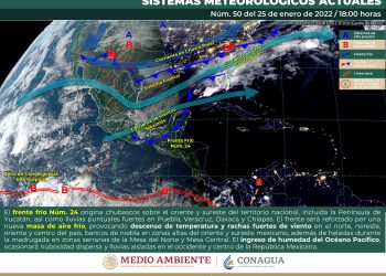 El frente frío 24 provocará lluvias en el sur del país
