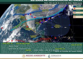 El frente frío 24 provocará lluvias fuertes en el sur del país