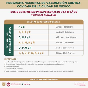 Inicia la aplicación de dosis de refuerzo contra COVID a personas de 30 a  39 años en la CDMX - Enfoque Noticias