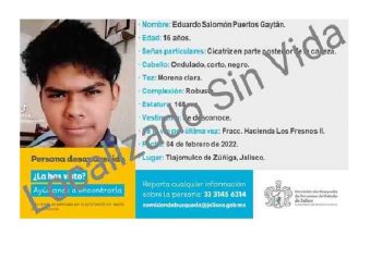Localizan sin vida a adolescente desaparecido en Tlajomulco