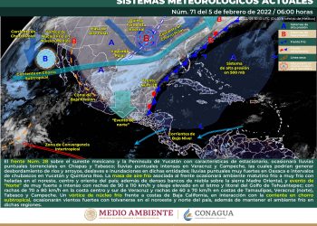 El frente 28 provocará lluvias en Chiapas, Tabasco, Campeche y Q. Roo