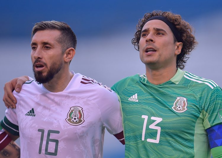 (L-R), Hector Herrera and Guillermo Ochoa of Mexico during the game Honduras vs Mexico (Seleccion Mexicana), corresponding to CONCACAF World Cup Qualifiers road to the FIFA World Cup Qatar 2022, at Olimpico Metropolitano Stadium, on March 27, 2021.



(I-D), Hector Herrera y Guillermo Ochoa de Mexico  durante el partido Honduras vs Mexico (Seleccion Mexicana), correspondiente a la Clasificacion Mundial de la CONCACAF camino a la Copa Mundial de la FIFA Qatar 2022, en el Estadio Olimpico Metropolitano, el 27 de Marzo de 2021.