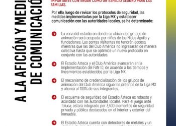 América no permitirá la entrada a sus grupos de animación en su duelo ante Toluca