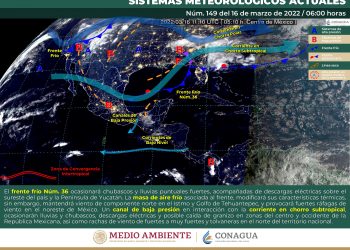 El frente frío 36 se desplazará por el sur del país y provocará lluvias