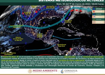 El frente frío 37 provocará vientos fuertes en el norte y noreste del país