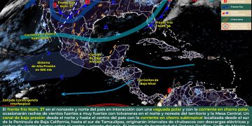 El frente frío 37 provocará vientos fuertes en el norte y noreste del país