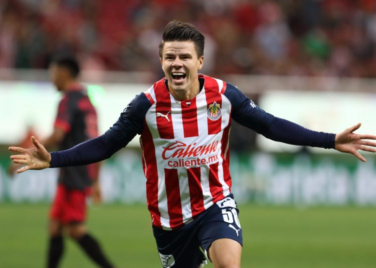 Pavel Perez celebrates his goal 2-1 of Guadalajara  during the game Guadalajara vs Tijuana, corresponding to day 15 of the Torneo Clausura Grita Mexico C22 of Liga BBVA MX, at Akron Stadium, on April 19, 2022.



Pavel Perez celebra su gol 2-1 de Guadalajara durante el partido Guadalajara vs Tijuana, correspondiente a la jornada 15 del Torneo Clausura Grita Mexico C22 de la Liga BBVA MX, en el Estadio Akron, el 19 de Abril de 2022.