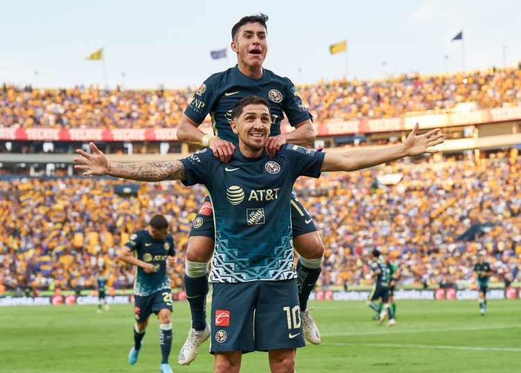 Diego Valdes celebrates his goal 0-1 of America during the game Tigres UANL vs America, corresponding to day 16 of the Torneo Clausura Grita Mexico C22 of Liga BBVA MX, at Universitario Stadium, on April 23, 2022.



Diego Valdes celebra su gol 0-1 de America durante el partido Tigres UANL vs America, correspondiente a la jornada 16 del Torneo Clausura Grita Mexico C22 de la Liga BBVA MX, en el Estadio Universitario, el 23 de Abril de 2022.