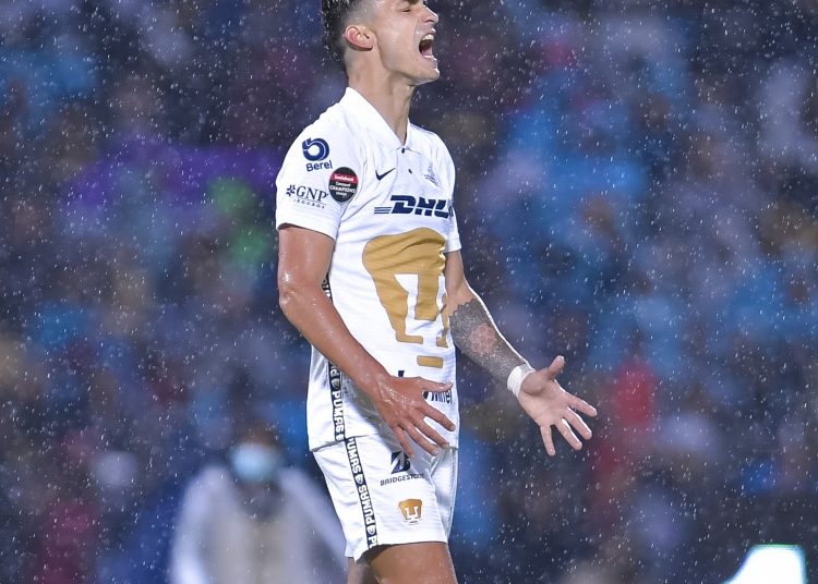 Juana Dinenno celebrates goal 1-0 of Pumas during the game Pumas UNAM (MEX) vs Seattle Sounders (USA), corresponding to the first leg of the 2022 Scotiabank Concacaf Champions League final, at Olimpico Universitario, on April 27, 2022.

Juana Dinenno  celebra su gol 1-0 de pumas durante el partido Pumas UNAM (MEX) vs Seattle Sounders (USA), correspondiente al partido de ida de la final de la Liga de Campeones Concacaf Scotiabank 2022, en el Olimpico Universitario, el 27 de abril de 2022.