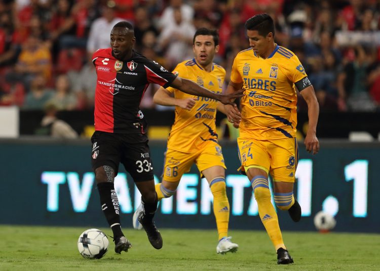 during the game Atlas vs Tigres UANL, corresponding to day 17 of the Torneo Clausura Grita Mexico C22 of Liga BBVA MX, at Jalisco Stadium, on April 30, 2022.

<br><br>

durante el partido Atlas vs Tigres UANL, correspondiente a la jornada 17 del Torneo Clausura Grita Mexico C22 de la Liga BBVA MX, en el Estadio Jalisco, el 30 de Abril de 2022.