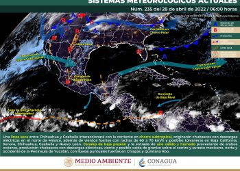 Canales de baja presión provocarán lluvias en el centro y sureste del país