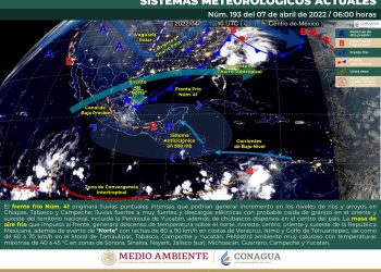 El frente frío 41 provocará fuertes lluvias en el sureste del país