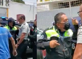 Difunden video de agresión de elemento de la Guardia Nacional a policías de Puebla