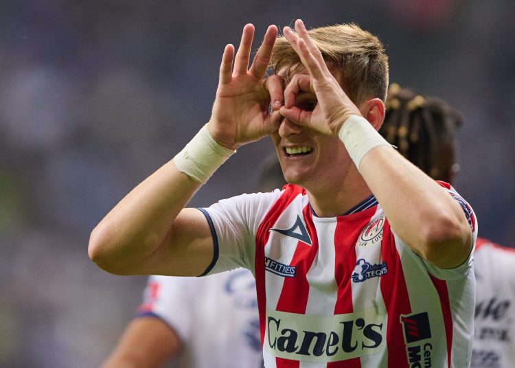 Facundo Waller celebrates his goal 1-1 of San Luis during the game Monterrey vs Atletico San Luis, corresponding to the requalification of the Torneo Clausura Grita Mexico C22 of the BBVA MX League, at BBVA Bancomer Stadium, on May 7, 2022.



Facundo Waller celebra su gol 1-1 de San Luis durante el partido Monterrey vs Atletico San Luis, correspondiente a la recalificacion del Torneo Clausura Grita Mexico C22 de la Liga BBVA MX, en el EstadioBBVA Bancomer, el 07 de Mayo de 2022.