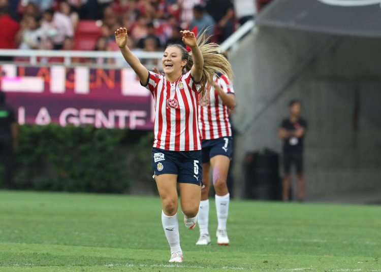 Karol Bernal celebrates her goal 1-0 of Guadalajara during the game Guadalajara vs Tigres UANL, corresponding to second leg match of Semifinals of the Torneo Clausura Grita Mexico C22 of Liga BBVA MX Femenil, at Akron Stadium, on May 16, 2022.



Karol Bernal celebra su gol 1-0 de Guadalajara durante el partido Guadalajara vs Tigres UANL, correspondiente al partido de vuelta de Semifinales del Torneo Clausura Grita Mexico C22 de la Liga BBVA MX Femenil, en el Estadio Akron, el 16 de Mayo de 2022.