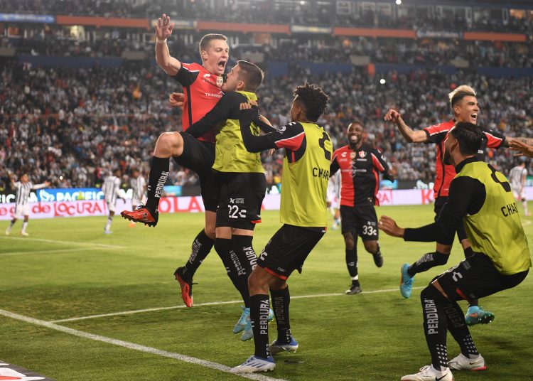Julio Cesar Furch celebrates his goal 1-1 of Atlas during the game Pachuca vs Atlas, corresponding to the second leg match of great Final, Torneo Clausura Grita Mexico C22 of the Liga BBVA MX, at Hidalgo Stadium, on May 29, 2022.



Julio Cesar Furch celebra su gol 1-1 de Atlas durante el partido Pachuca vs Atlas, correspondiente al partido de Vuelta de la Gran Final del Torneo Clausura Grita Mexico C22 de la Liga BBVA MX, en el Estadio Hidalgo, el 29 de Mayo de 2022.