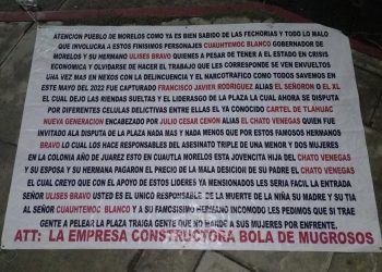 Narcomanta responsabiliza a Cuauhtémoc Blanco por asesinato de tres mujeres