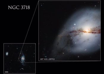 Hubble observa una inusual galaxia espiral retorcida