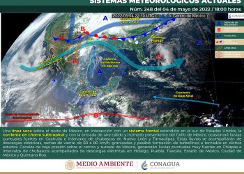 Frente frío provocará lluvias y vientos fuertes en estados del norte del país