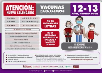Vacunación COVID-19 para menores de 12 y 13 años en Ecatepec cambia de fecha