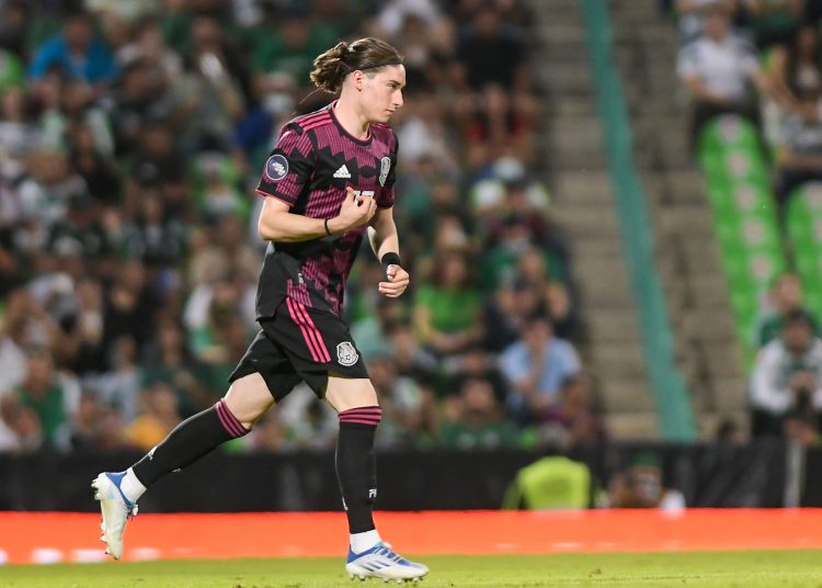 Marcelo Flores of Mexico during the game Mexico National Team (Mexican National Team) vs Surinam, corresponding to Group A of League A of the CONCACAF Nations League 2022-2023, at TSM Corona Stadium, on June 11, 2022.



Marcelo Flores de Mexico durante el partido Mexico (Seleccion Nacional Mexicana) vs Surinam, correspondiente al Grupo A de la Liga A de la Liga de Naciones CONCACAF 2022-2023, en el Estadio TSM Corona, el 11 de Junio de 2022.