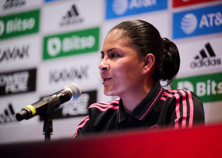Monica Vergara Technical Director of Mexico (Mexican Womens National Team) during the press conference, at Showcenter Complex facilities, on June 20, 2022.



Monica Vergara Directora Tecnica de Mexico (Seleccion Mexicana Femenil) durante la conferencia de prensa, en las Instalaciones del Showcenter Complex, el 20 de Junio de 2022.