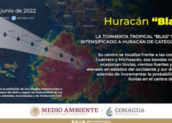 Blas se convierte en huracán categoría 1 en el Océano Pacífico