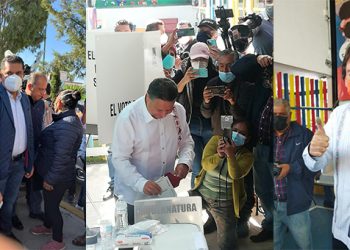 Candidatos a la gubernatura de Hidalgo emiten su voto en Pachuca