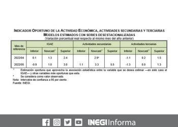Avanza 1% actividad económica de México en mayo: INEGI
