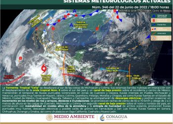 La Tormenta Tropical Celia continuará intensificándose al suroeste de las costas de Colima