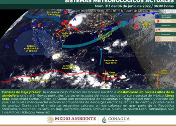 Canales de baja presión provocarán lluvias fuertes en el norte, occidente, sur y sureste del país