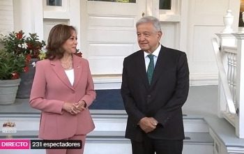 López Obrador arriba a desayuno de Trabajo con Kamala Harris