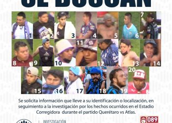 Emiten ficha de búsqueda contra 20 personas por riña en el Estadio Corregidora