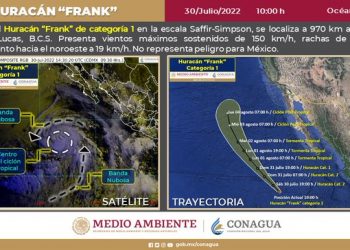 Frank se mantiene como huracán categoría 1 en el Océano Pacífico