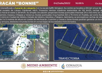 Huracán Bonnie se intensifica a categoría 2