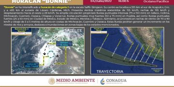 Huracán Bonnie se intensifica a categoría 2