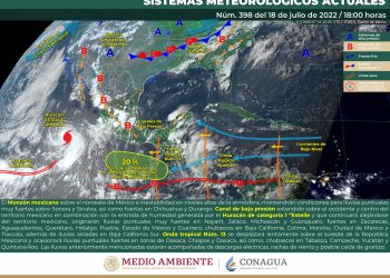 La aproximación de la onda tropical 14 a la Península de Yucatán provocará lluvias en el sur del país