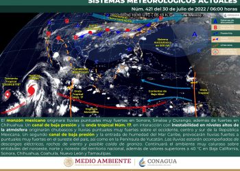 La onda tropical 17 y un canal de baja presión provocarán lluvias fuertes en el occidente, centro y sur del país