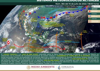 La onda tropical 10 se desplazará al sur de las costas de Jalisco generando fuertes lluvias