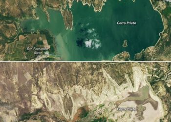 NASA muestra imágenes de las afectaciones por la sequía en la presa de Cerro Prieto en Nuevo León